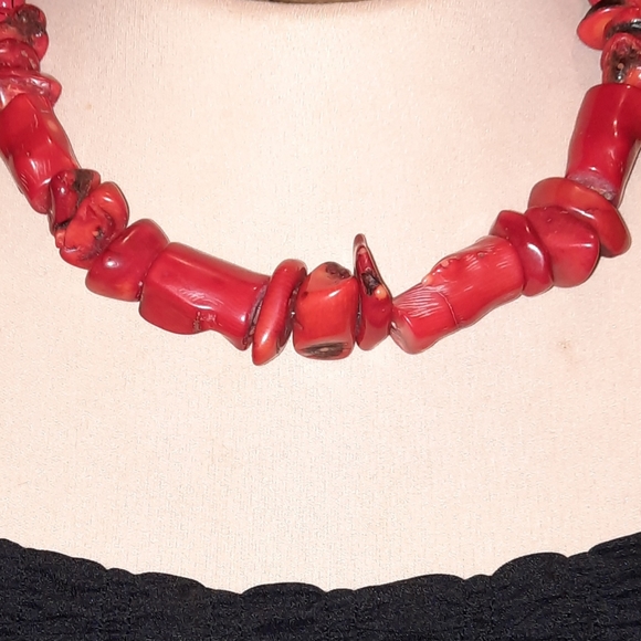 Bamboo coral strand with beads. Dyed coral. Memory Wire Needs clasp.
